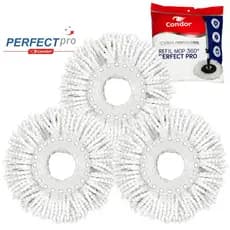 Kit 3 Refil Microfibra 16cm Perfect Pro e Mop Giratorio Move 360 Universal Limpeza Esfregão 972231