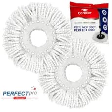 Kit 2 Refil Microfibra 16cm Perfect Pro e Mop Giratorio Move 360 Universal Limpeza Esfregão 972231