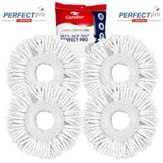 Kit 4 Refil Microfibra 16cm Perfect Pro e Mop Giratorio Move 360 Universal Limpeza Esfregão 972231