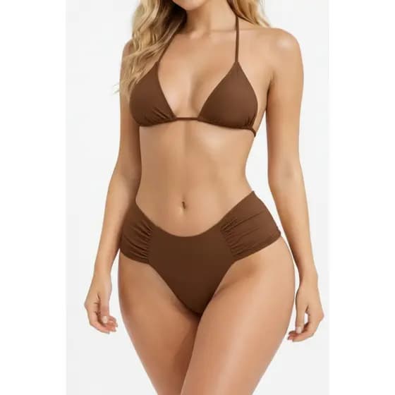 Biquíni Feminino Cortininha Asa Delta Franzido Moda Praia Verão