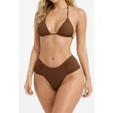 Biquíni Feminino Cortininha Asa Delta Franzido Moda Praia Verão