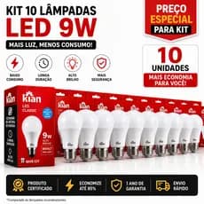 Kit Lampadas Led 9w Branco Frio/Branco Morno 6500k/3000k Bivolt Economica