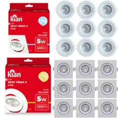 Kit 10 Spot 5w Quadrado/Redondo Branca Fria 6000k/Branca Morna 3000k