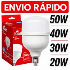 Lâmpada Led 9w, 20w, 30w, 40w, 50w Bulbo Bivolt 6500K/3000K Branco Frio/Morno (1 Ano de Garantia)