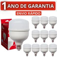 Kit 10 Lampada Led 50w, 40w, 30w, 20w Branca Fria 6500k/Branca Morna 3000k Bivolt