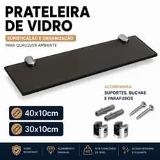 Porta Shampoo Vidro 40x10, 30x10 Nicho Para Banheiro Suporte Porta Shampoo Multiuso 6mm Fumê