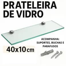 Prateleira De Vidro 40x10, 30x10 Nicho Para Banheiro Suporte Porta Shampoo Multiuso 6mm