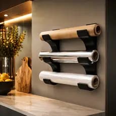 Porta Rolos de Cozinha Organizador de Parede para Papel Alumínio Filme PVC e Papel Toalha sem Furar