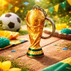 Kit Chaveiro Taça Copa do Mundo Futebol Troféu Mundial Brasil Lembrancinha Esportiva Presente