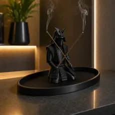 Porta Incenso Samurai Decorativo 3D Suporte Para 2 Incensos Zen Aromaterapia Decoração Oriental