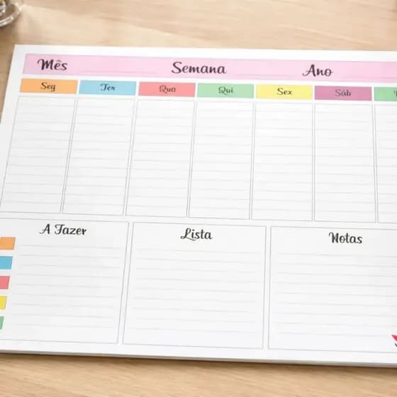 Mural Planner Planejamento Lousa Magnetica Semanal Planejador Organizador