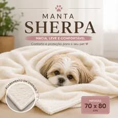 Manta Sherpa para cães e gatos 70X80 macia Quentinha e felpuda