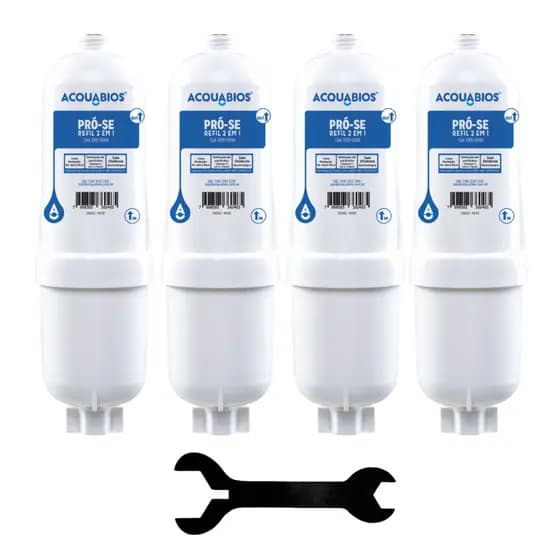Kit 4 Refil Filtro Agua Acquabios Compatível Purificador Soft Everest Lacrado + Kit Troca