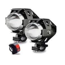 KIT 2 Farol Auxiliar Moto U5 Grande LED Milha Strobo Alta Potência Neblina 12V ⭐
