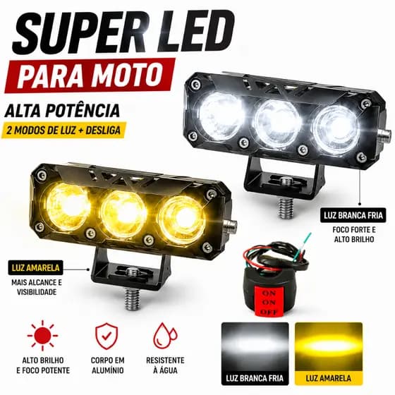 Par Farol Milha Moto Auxiliares Led Dual Color Luz  Auto