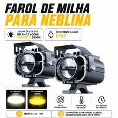 Kit Par Farol De Milha Moto Neblina Lampada Led Auxiliar