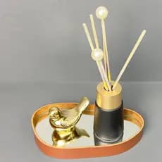 Bandeja Decorativa Orgânica Espelhada Couro Ecológico Pequena Modelo N1