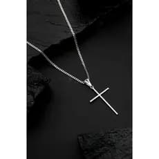 Corrente Masculina 2.5mm Prata 925 + Pingente Cruz Banhado