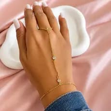 Pulseira de Mão Hand Chain Banhada A Ouro 18k e a Prata 925
