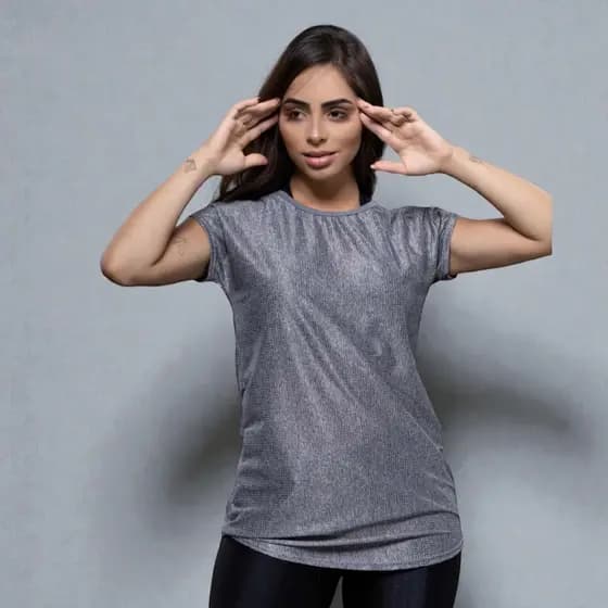 Baby Look Feminina Básica Poliéster | Camiseta Confortável P ao G Cores Preto Branco Cinza Promoção