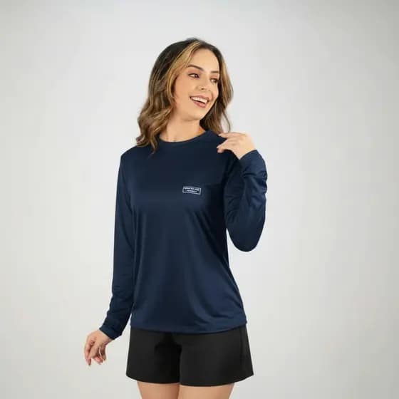 Camisa UV Feminina Proteção Solar 50+ Manga Longa Dry Fit Segunda Pele Secagem Rápida Praia e Academia
