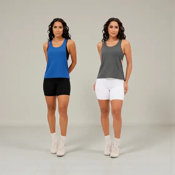 Kit 2 camisetas Fitness térmica básica tapa bumbum academia corrida crossfit Regata cavada Poliamida