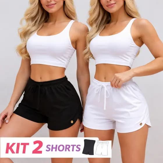 Kit 2 Shorts Tactel Feminino Academia Fitness Praia Corrida Verão Short tectal secagem soltinho