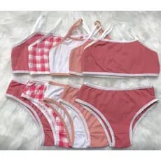 Kit 4 Conjuntos Infantis Menina Moça Top e Calcinha - Suede Estampado (1 a 12 anos)