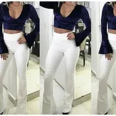 Calça Flare Bailarina Branca Grossa Ara Uniforme Na Area Da Saude E Estetica Calca Branca Bamdagem Modela O Corpo Zero De Transparencia