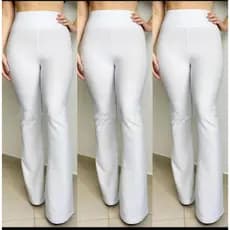 Calça Bailarina Flare Branc Grossa Cós Alto Enfermagem