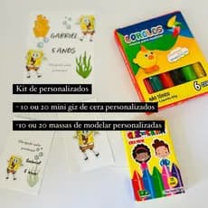 10/20 Kit de personalizados CAIXA DE GIZ+ MASSINHA DE MODELAR . lembrancinhas personalizadas em papel adesivo , festa.