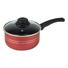 Panela Antiaderente Cereja/Preto com Tampa de Vidro, Fácil de Limpar,escolha o tamanho