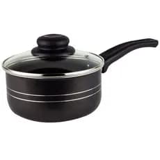 Panela Antiaderente Preta com Tampa de Vidro, Cozimento Uniforme, Fácil de Limpar, escolha o tamanho
