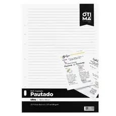 Refil Bloco Fichário Argolado Ultra 165x240mm Pautado 90g 30 Folhas Otima