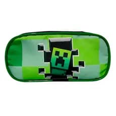 Estojo Escolar Duplo Personagem Minecraft Verde