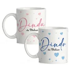 Caneca Dindo Dinda Batismo Frase Atribuição dos Dindos - Kit 2 Unidades