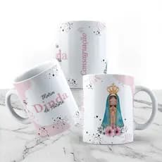 Kit Caneca Dindo e Dinda de Batismo ou Consagração com Imagem Nome