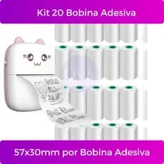 Kit 20 Bobina Etiqueta Termica Adesiva 57x30mm Branco Para Mini Impressora Portátil