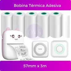 Bobina Etiqueta Termica Adesiva 57mm Branco Para Mini Impressora Portátil