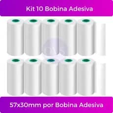 Kit 10 Bobina Etiqueta Termica Adesiva 57mm Branco Para Mini Impressora Portátil
