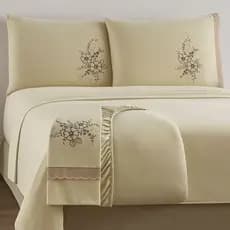 Jogo de Lençol Bordado 3 Peças Cama Casal Queen