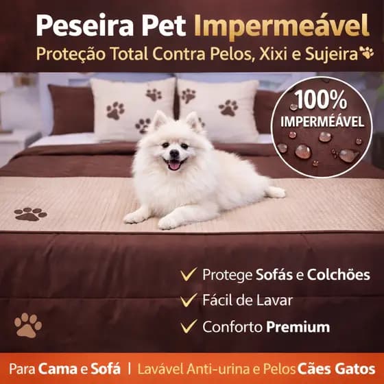 Manta Peseira Pet Impermeável Para Cama e Sofá | Proteção Total Contra Pelos, Xixi e Arranhões