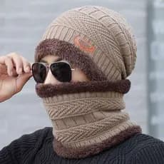 Chapéu De Inverno Feminino Quente Espessamento Ciclismo À Prova De Vento Lenço De Feijão Tricotado