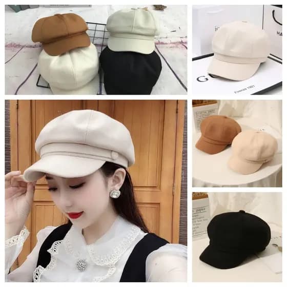 Boina feminina Gorro Chapéu Francesa Aveludada Forro Com Aba Colorido