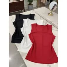 Regata Feminina Blusinha Decote Quadrado Suplex Lisa Elagante Blogueira Tendência Forro Duplo Toque Poliamida