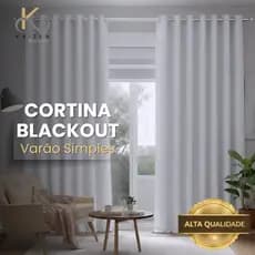 Cortina Blackout de Tecido Grosso 5 metros para Varão Corta Luz Janela, Sala, Quarto Escritório