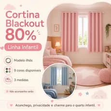 Cortina Blackout Infantil Corta Luz Azul Rosa Para Quarto Menino Menina 2,20x1,30 2,60x1,30 2,60x1,80