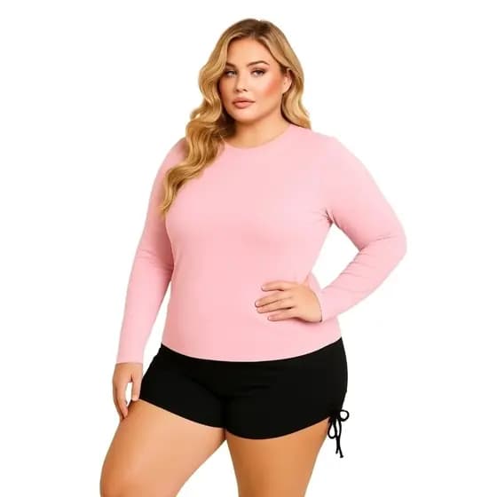 Camiseta Feminina Plus Size Com Proteção Solar UV50+