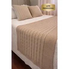 Kit Manta Peseira Trico Trança + 2 Capas Almofadas Cama Posta Solteiro Sofá Casal Queen King