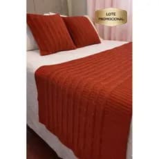 kit Peseira Manta Trança Tricô + 2 capas de Almofada Cama Posta Solteiro Sofá  Casal Queen King